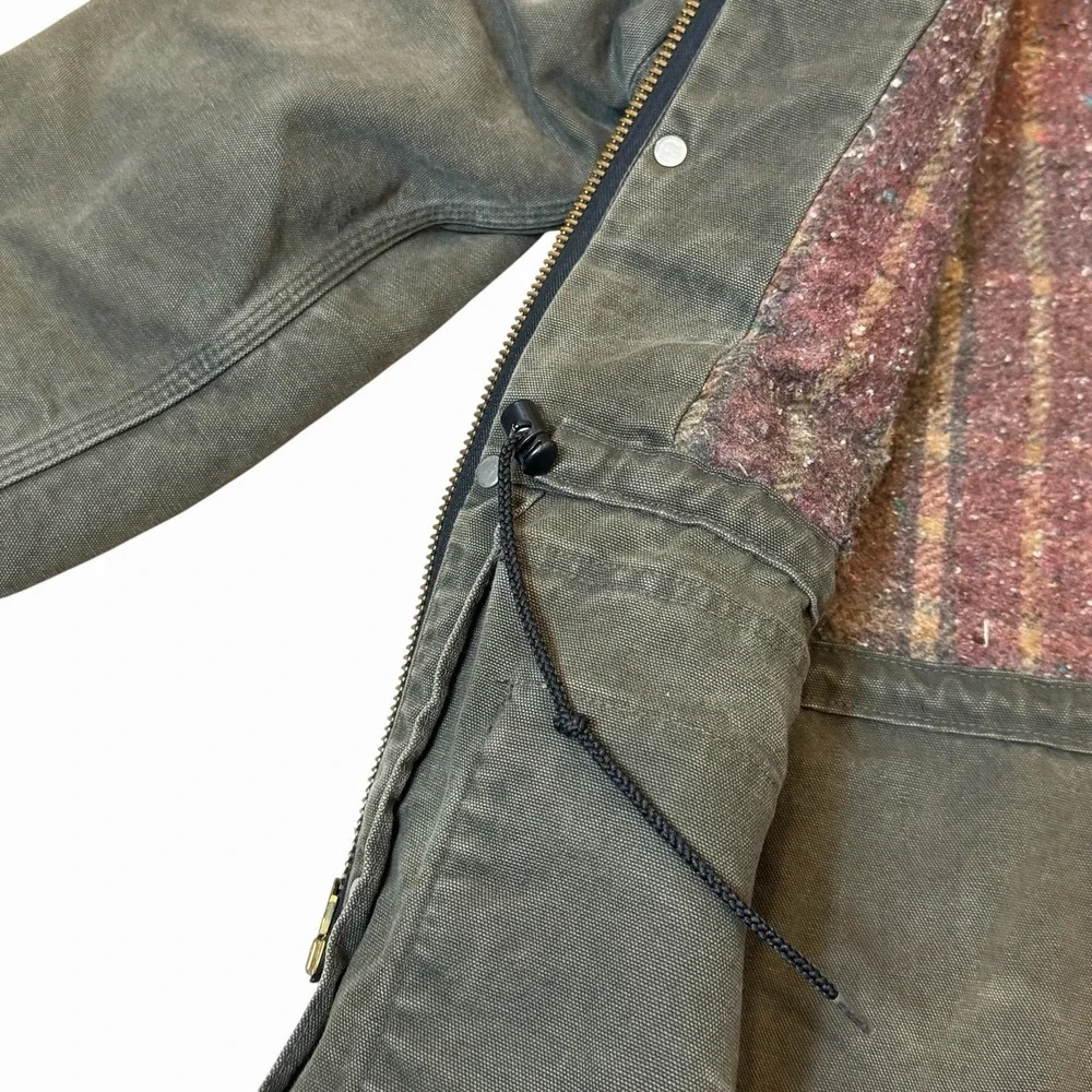VTG Carhartt Jacket PB1366 Green Blanket Lined Barn Coat Chore Medium Made In US